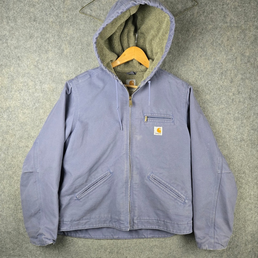Carhartt Sierra Jacket Womens L Purple Sherpa Lined Canvas Hooded Detroit WJ141